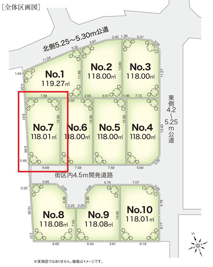 プレスティア昭島　宅地分譲全10区画売地　昭島市宮沢町　7号区　建築条件なしの土地図|土地図 全10区画建築条件無し売地♪理想のお住まいが素敵な街並みに佇むイメージを是非ご想像ください☆
