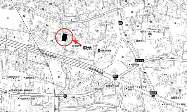 プレスティア昭島　宅地分譲全10区画売地　昭島市宮沢町　7号区　建築条件なしの地図|地図 周辺は閑静な住宅地。付近にコンビニやスーパーも充実しており生活環境良好です♪