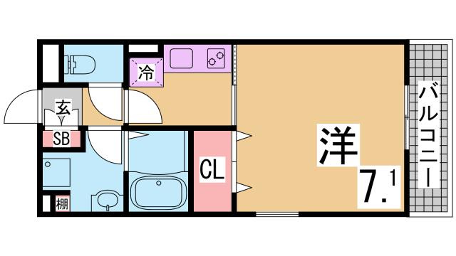 神戸市長田区久保町９丁目のアパートの間取り