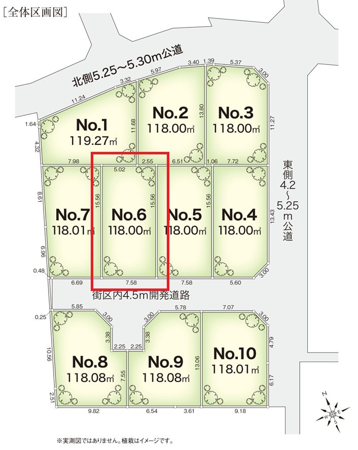 プレスティア昭島　宅地分譲全10区画売地　昭島市宮沢町　6号区　建築条件なしの土地図|全10区画建築条件無し売地♪理想のお住まいが素敵な街並みに佇むイメージを是非ご想像ください☆