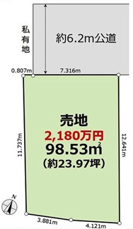 【区画図】 | 川越市砂新田　建築条件なし売地　東武東上線『新河岸駅』徒歩7分　【高階北小学区】