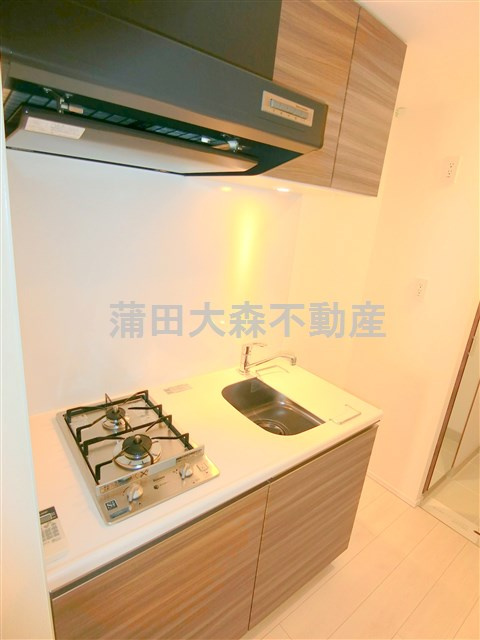 メイクスデザイン大森のキッチン|まな板が置ける調理スペースのある2口ガスシステムキッチン