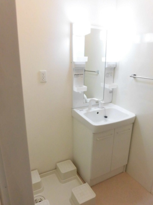 スリー・スター Ⅳ号館 Ａの独立洗面台|シャンプードレッサー付の洗面台です☆