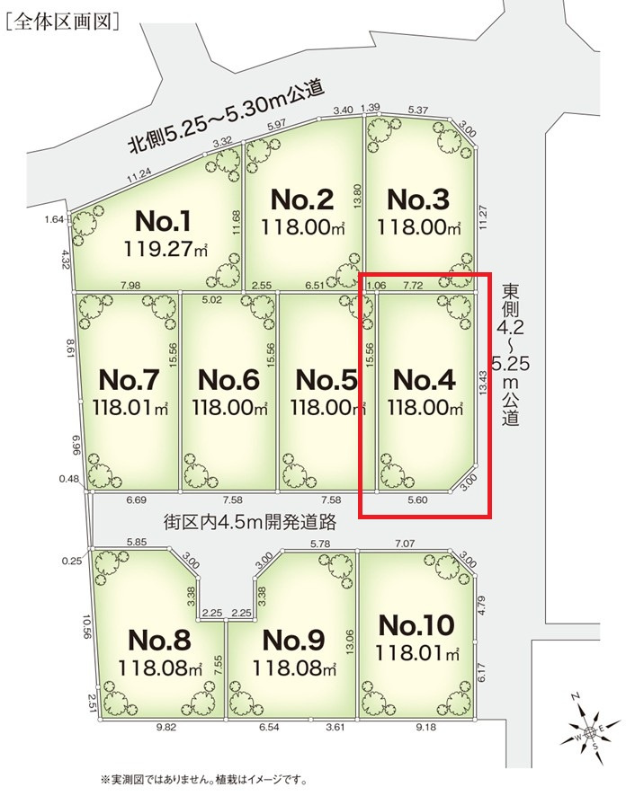 プレスティア昭島　宅地分譲全10区画売地　昭島市宮沢町　4号区　建築条件なしの土地図|全10区画建築条件無し売地♪理想のお住まいが素敵な街並みに佇むイメージを是非ご想像ください☆
