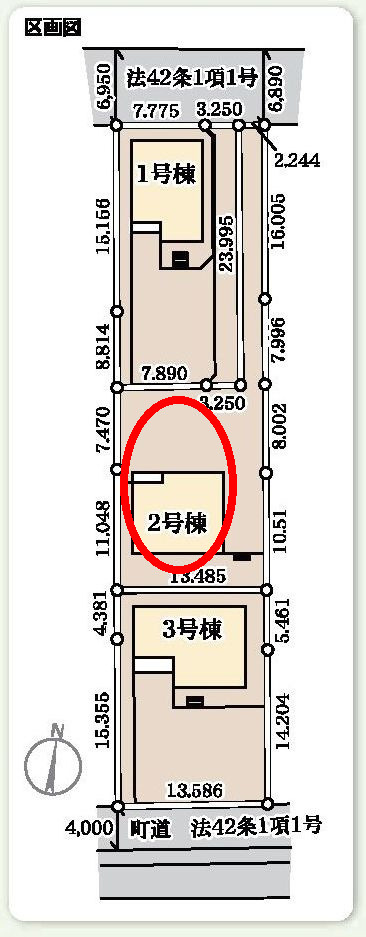 リーブルガーデンＳ第13吉岡町下野田　2号棟の区画図|駐車場は2台以上ご用意しています！並列駐車です！