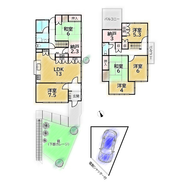 大北山原谷乾町 中古戸建の間取り