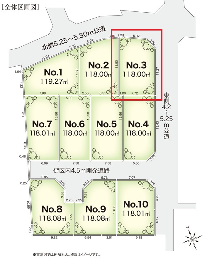 プレスティア昭島　宅地分譲全10区画売地　昭島市宮沢町　3号区　建築条件なしの土地図|全10区画建築条件無し売地♪理想のお住まいが素敵な街並みに佇むイメージを是非ご想像ください☆