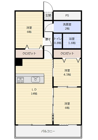 セブン牛田の間取り