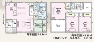 【間取り】 | 羽島市上中町長間新築建売全3棟！住宅ローンの月々のご返済5万円台！お車並列3台可能！ | 羽島市上中町長間新築建売全3棟！住宅ローンの月々のご返済5万円台！お車並列3台可能！