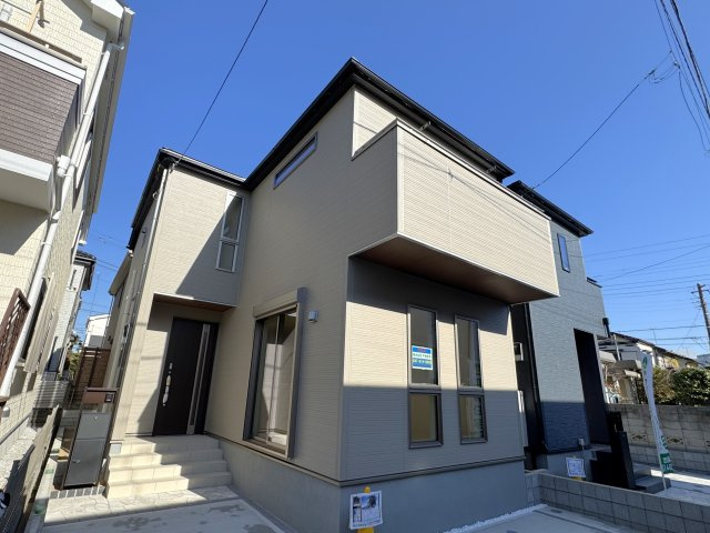 市川市菅野６丁目新築戸建【菅野小学校：5分】の外観|1号棟外観・完成済み内覧可能です！