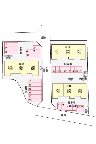 サンシャインヒルズＣの駐車場|駐車場