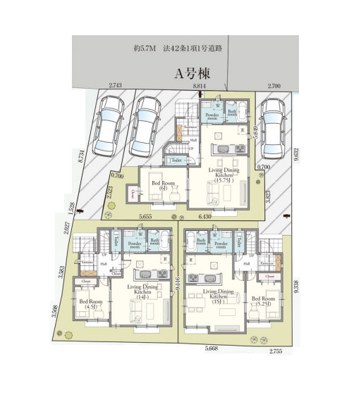 さいたま市見沼区東大宮6丁目48番　新築一戸建て　ハートフルタウン　Aの区画図|A号棟