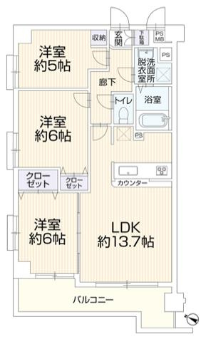 センチュリーめじろ台の間取り|～南西向き3LDK　人気条件の角住戸につき陽当たり・風通しの良い間取りです～