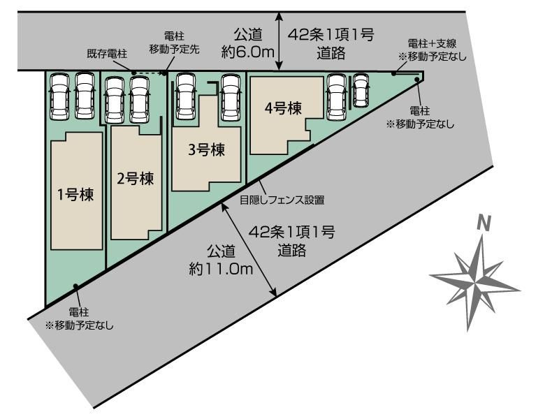 川越市仙波町3丁目3期全4棟　新築戸建の区画図|令和7年12月19日撮影。