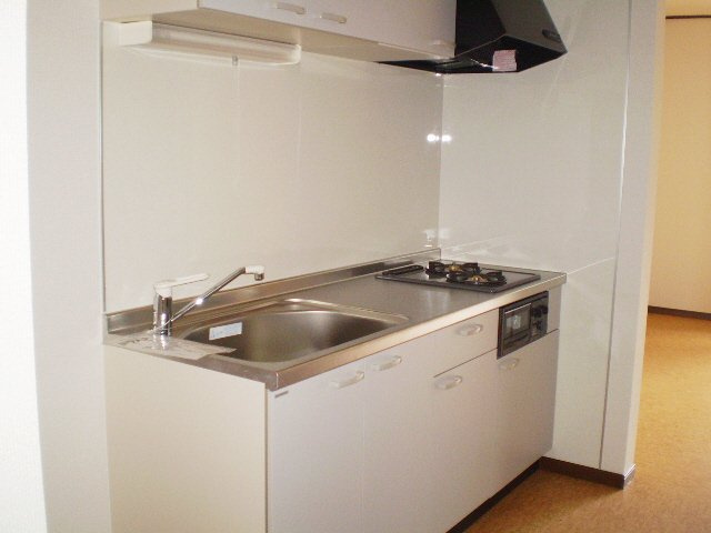 ガーデン柏井Ⅴのキッチン|システムキッチンガス２口です。