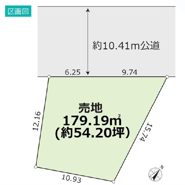 敷地面積54坪　売地　川越市宮元町