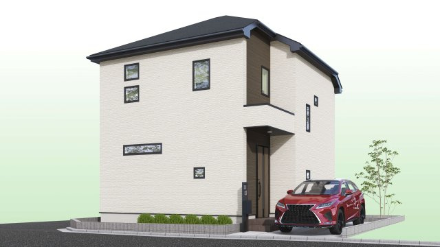 【外観パース】 | 横浜市戸塚区汲沢11期 新築戸建 全1棟 | ※設計図を基に描き起こした物で実際とは異なる場合がございます。
