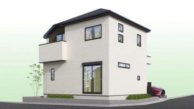 【外観パース】 | 横浜市戸塚区汲沢11期 新築戸建 全1棟 | ※設計図を基に描き起こした物で実際とは異なる場合がございます。