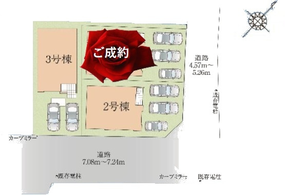 福岡市東区舞松原3丁目第1-3棟(2号棟)の区画図|配置図（2号棟）