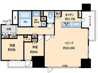 【間取り】 | ジオタワー堺筋本町 | 【間取り】20階・南東角住戸☆高層階につき見渡しも良好です◎