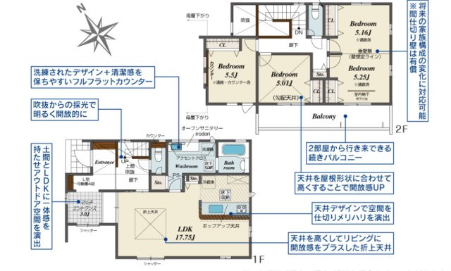 飾磨区阿成鹿古新築戸建の間取り