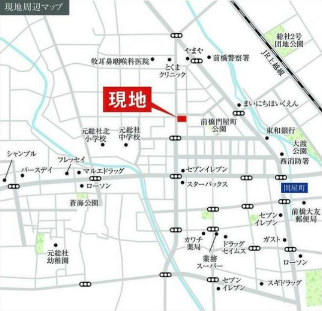 前橋市問屋町2丁目　限定1棟　スマートワンシティ　新築建売の地図