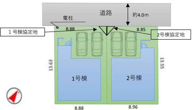 所沢市青葉台5期全2棟　新築戸建　リガーレの区画図