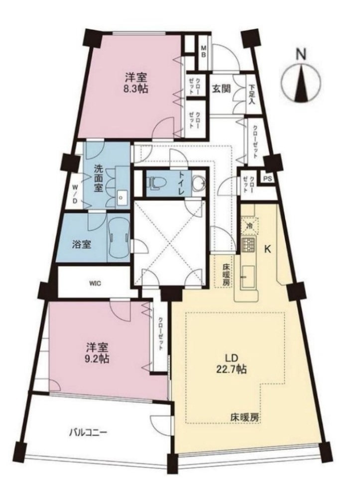 海まで2分！逗子マリーナ8号棟　1階の間取り|導線を考えられた間取り
