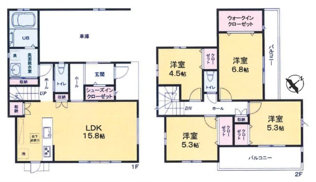 新築戸建　柏市南逆井4丁目の間取り