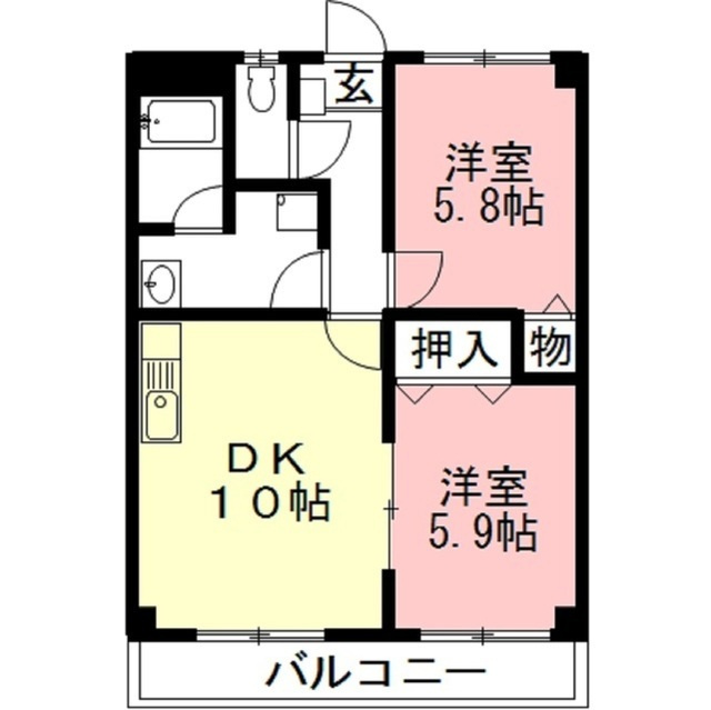 岐阜市茜部野瀬２丁目のアパートの間取り