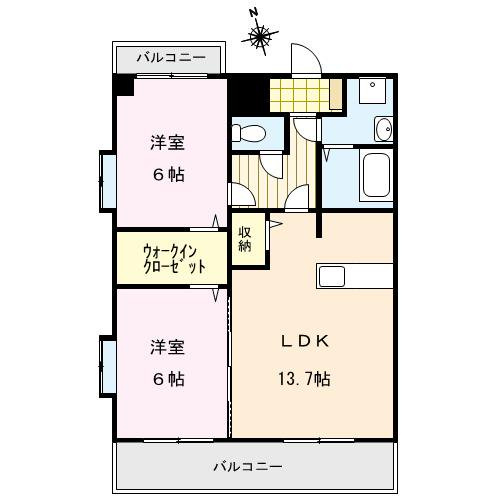 久留米市山川安居野３丁目の賃貸マンションの間取り