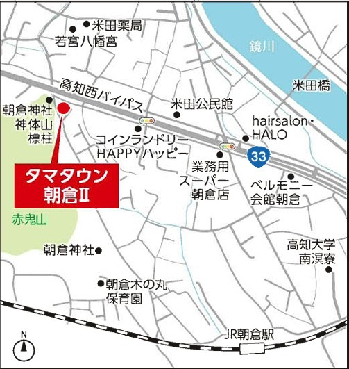 タマタウン朝倉Ⅱ　2号地新築一戸建ての地図