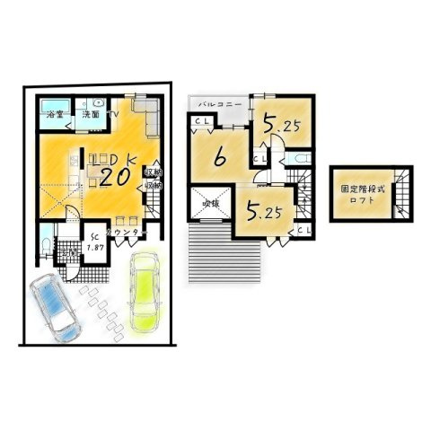 樫原平田町　新築参考プランB　建築条件付土地の土地図＋建物プラン例|【土地2600万円　建物1999万円】