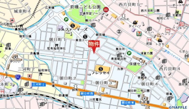 【中古】前橋市朝日町３丁目　６DKの地図