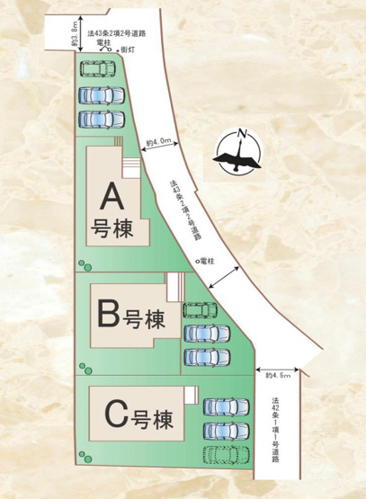 【区画図】 | 福岡市西区今宿東3丁目　A号棟（全3棟）【仲介手数料無料・0円】 | 区画図です。A号棟