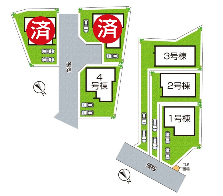 神戸市北区道場町日下部　第2期　新築一戸建ての区画図|全6区画