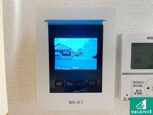 洲本市宇原　新築一戸建ての防犯設備|カラーモニターインターホン！声だけでなく来訪者の姿や顔がモニターで確認できるので、小さなお子様がいらっしゃるご家庭でも安心できます！