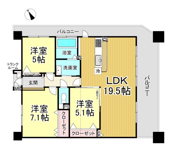 エルグランデ刈谷駅東の間取り|3LDK、専有面積:81.9㎡