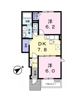 【間取り】 | ラ・ヴィーニュ瀬戸 | 2DK