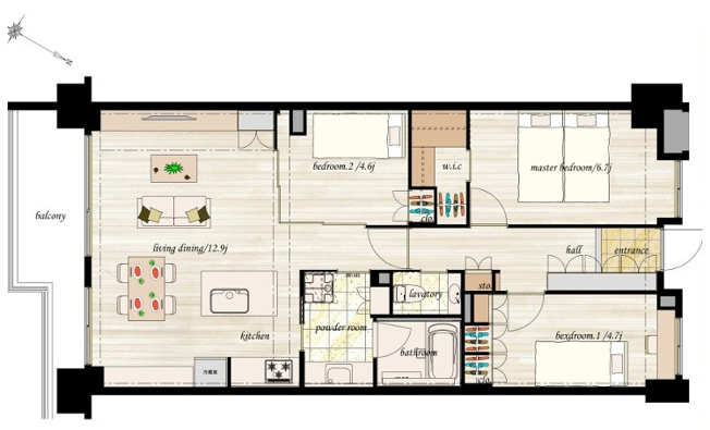 【間取り】 | クレストフォルム蓮根城北公園 | 南西向きのお部屋なので、陽当たり・通風良好です！