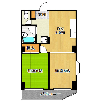 【間取り】 | セゾンド船橋 | 使いやすい２ＤＫ　