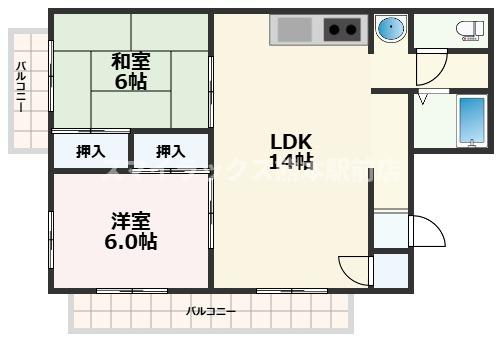 熊本市中央区出水２丁目の賃貸マンションの間取り
