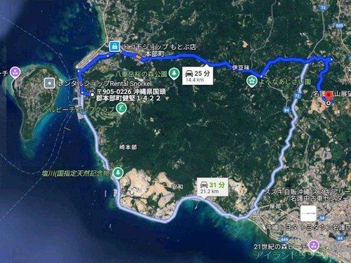 本部町健堅の土地の区画図|Google mapさんより引用しております｜本部町健堅｜海が見える土地｜アイランドリゾート沖縄