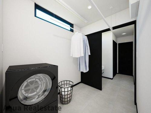 木田郡三木町大字池戸の新築一戸建の独立洗面台|朝の支度にも助かる、独立の洗髪洗面化粧台