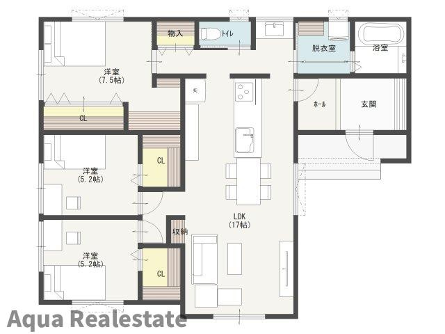 善通寺市原田町の新築一戸建の間取り