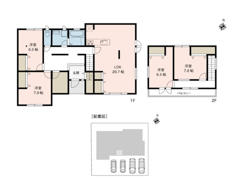 中野市南宮　中古戸建の間取り|間取りは4LDK+S。カースペースは車種にもよりますがお車4台駐車可能です。