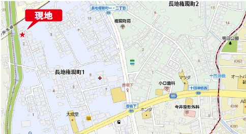 岡谷市長地権現町1丁目　中古戸建の地図|コンビニやドラッグストアが近く生活環境良好です。