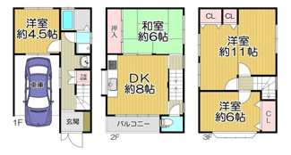 【間取り】 | 東大阪市高井田本通1丁目中古戸建 | ファミリー様におすすめの４DKの 間取りです♪