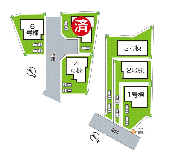 29日(土)30日(日)現地ご見学可能！　神戸市北区道場町日下部　第2期　新築一戸建ての区画図|全6区画