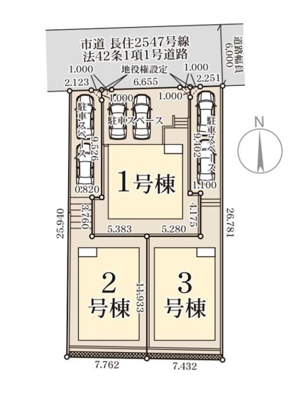 【区画図】 | 福岡市南区長住5丁目第2　2号棟（全3棟）【仲介手数料無料・0円】 | 区画図です。2号棟